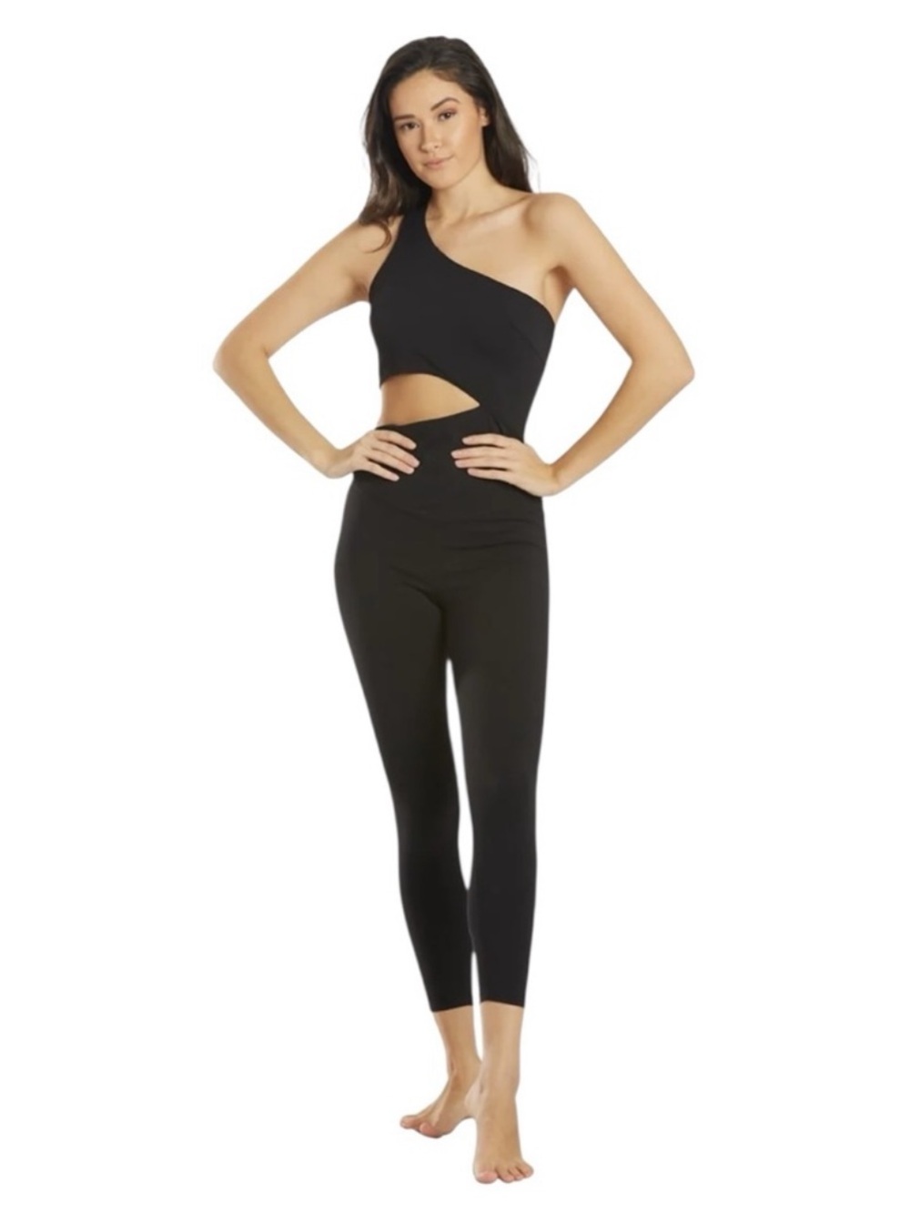 Free People One-Shoulder Black Ascend Onesie